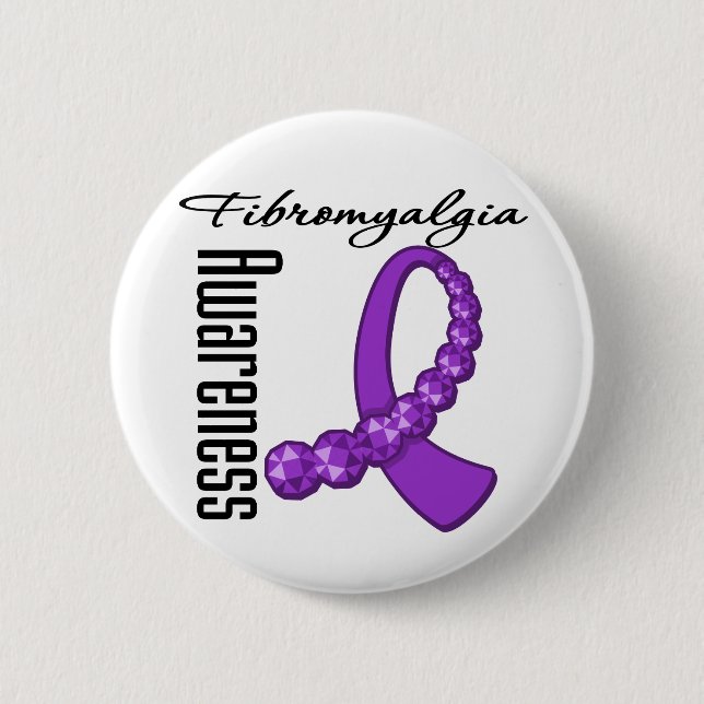 Fibromyalgie Bewusstsein Gemstone Ribbon Button (Vorderseite)