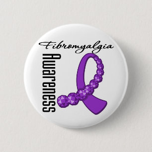 Fibromyalgie Bewusstsein Gemstone Ribbon Button
