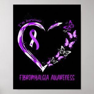 Fibromyalgie Bewusstsein Ich bin Überlebender Herz Poster