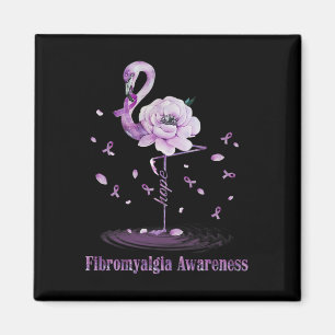 Fibromyalgie Bewusstsein Lila Flamingo Hope Floral Magnet