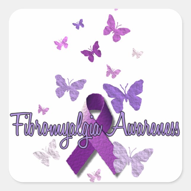 Fibromyalgie Bewusstsein Quadratischer Aufkleber (Vorderseite)