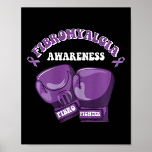 Fibromyalgie Bewusstsein Ribbon Boxhandschuhe Fibr Poster
