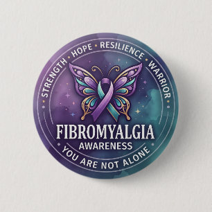 Fibromyalgie-Bewusstseins-Schmetterlingsband – Hof Button