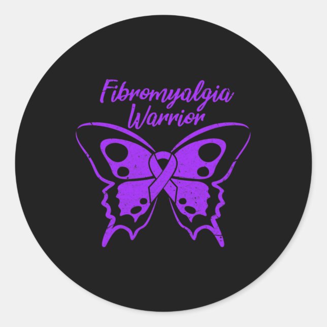 Fibromyalgie Krieger Fibro Bewusstsein Lila Butter Runder Aufkleber (Vorderseite)