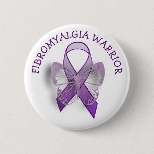 Fibromyalgie Krieger Lila Bewusstsein Ribbon Butto Button