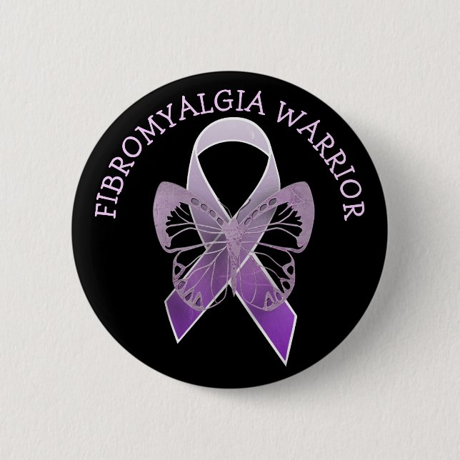 Fibromyalgie Krieger Lila Bewusstsein Ribbon Butto Button (Vorderseite)