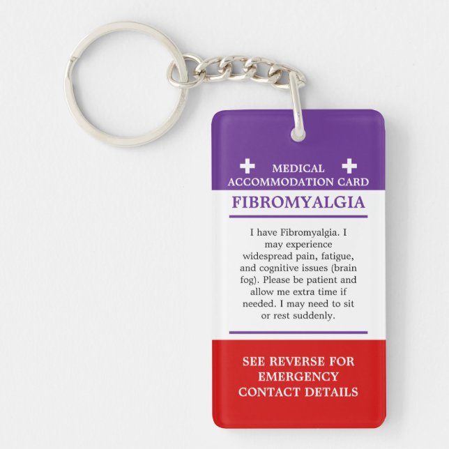 Fibromyalgie Medical Alert ICE unsichtbare Erkrank Schlüsselanhänger (Vorderseite)