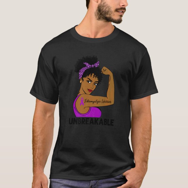 Fibromyalgie Warrior Black Women Unzerbrechliche A T-Shirt (Vorderseite)