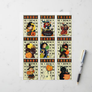 Fiche clipart des cartes de poche Halloween Bingo