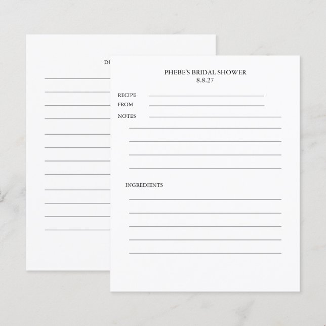 Fiche de papier (Devant / Derrière)