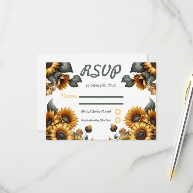 Fiche de réponse RSVP du patch de tournesol (Devant/Arrière en situation)