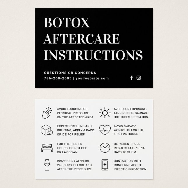 Fiche d'instruction d'injection Botox (Devant & derrière)