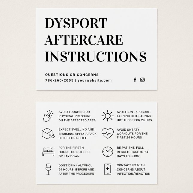 Fiche d'instruction d'injection de Dysport (Devant & derrière)