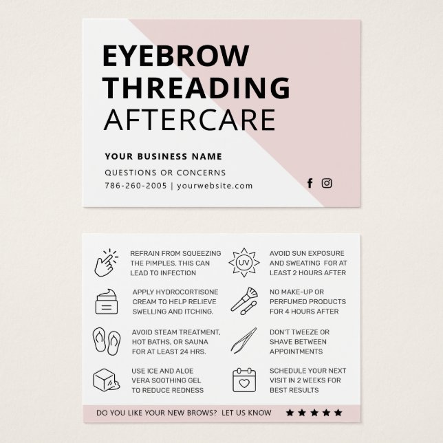 Fiche d'instructions pour le filetage des sourcils (Devant & derrière)
