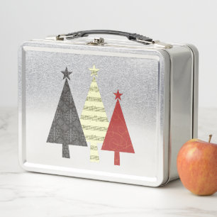 Fichte Schwarz und Rot Moderne geometrische Weihna Metall Lunch Box