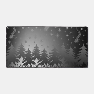 Fichten aus der Silhouette im Glanz der Weihnachts Schreibtischunterlage