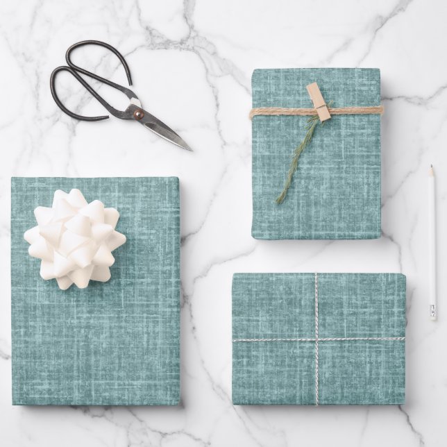 Fichten Grün Leinen Geschenkpapier Set (Vorderseite)