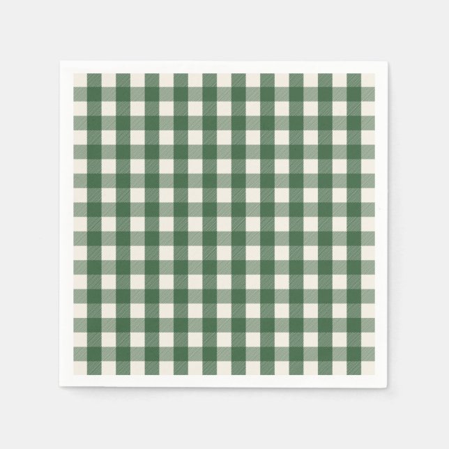 Fichtenweg - Fichtengrün Gingham-Muster Serviette (Vorderseite)