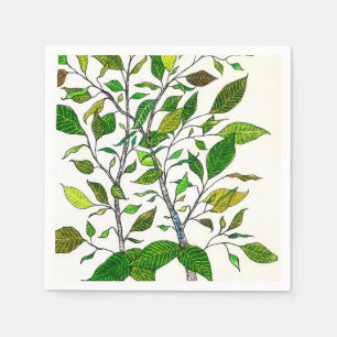Ficus-Pflanze Farbstift Baum Zeichnung  Serviette