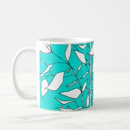 Ficus Tree Plant Line Drawing Blue Background Kaffeetasse