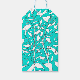 Ficusbaum-Pflanzenliniendrawing Blau Hintergrund Geschenkanhänger
