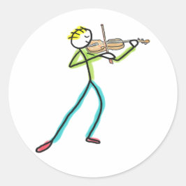 Fiddle Playing Stickman Runder Aufkleber