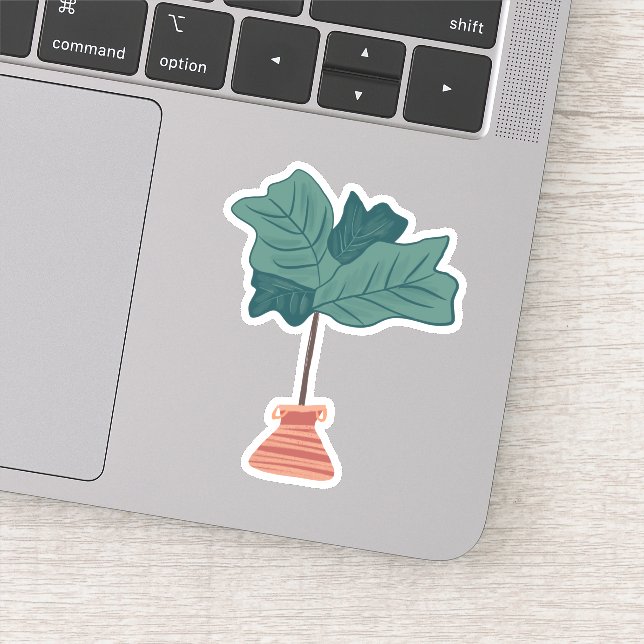 Fiddle Tree Leaf Houseplant Handgezogene Aufkleber (Detail)