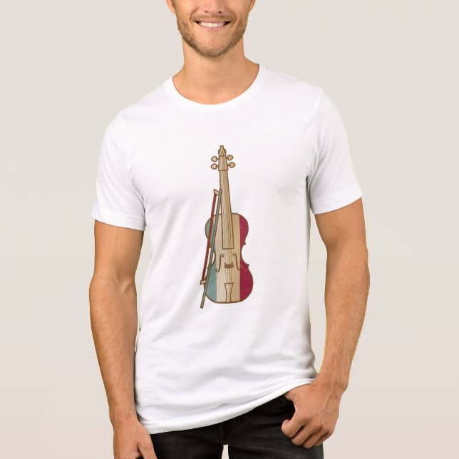 Fiddle Whisperer Vintag Violinist Tri-Blend Shirt (Vorderseite)