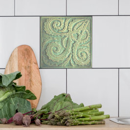 Fiddlehead fern Green Keramik Tile Fliese