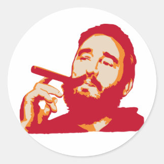 Fidel Castro mit Cigar-Portrait-Aufkleber Runder Aufkleber