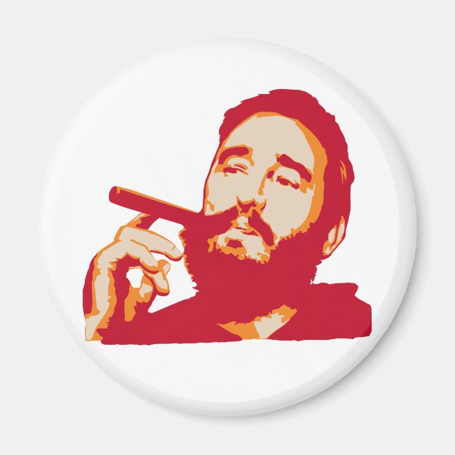 Fidel Castro mit Cigar Portrait Magnet (Vorne)