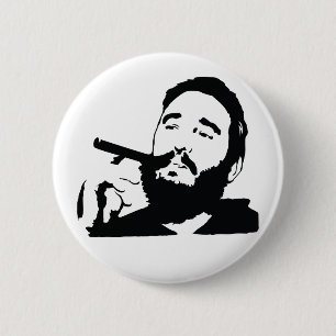 Fidel Castro mit Zigarren-Porträt-Knopf Button