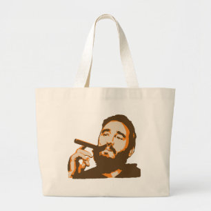 Fidel Castro mit Zigarren-Porträt-Taschen-Tasche Jumbo Stoffbeutel