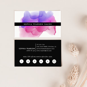 Fidélité Boulot d'aquarelle Magenta moderne Carte de fidé