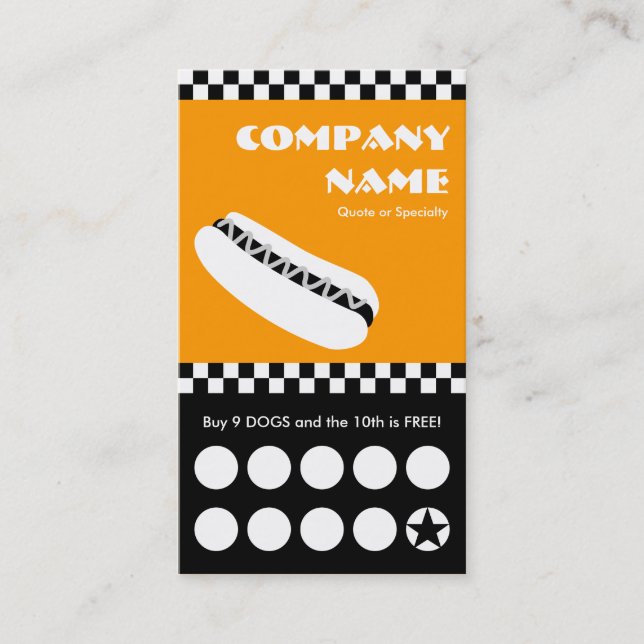 Fidélité carte à pointes pour les vérificateurs de hot dog (Devant)