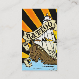 Fidélité carte de coupon de tatouage de bateau de pirates
