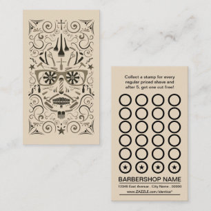 Fidélité carte de punch crâne à sucre barbershop