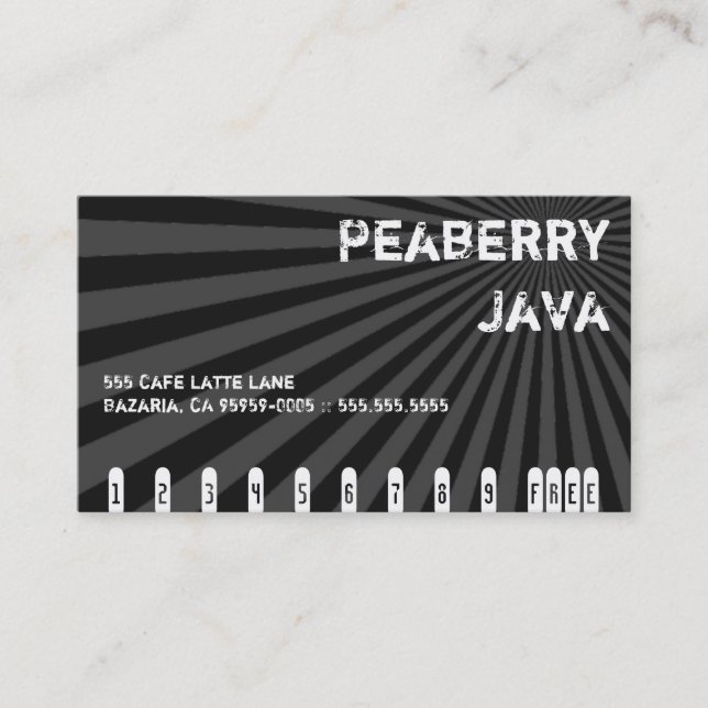 Fidélité Carte de punch de boisson Java Peaberry foncé (Devant)