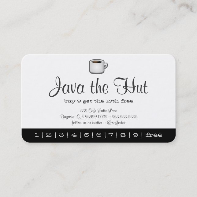 Fidélité Carte de Punch pour boisson Java Logo (Devant)