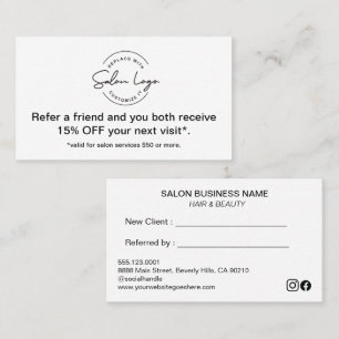 Fidélité Carte de réduction de parrainage de salon Parraine