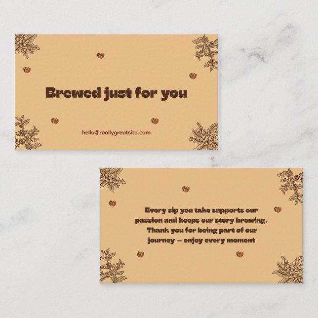Fidélité Carte de remerciement Café préparé spécialement po (Devant / Derrière)