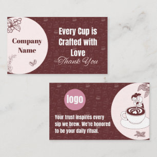 Fidélité Carte de remerciement de café bordeaux rose