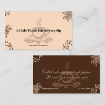 Carte de remerciement élégante pour café Brun Chau