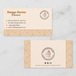 Fidélité Carte de visite Cupcake Crème Rustique Boulangerie