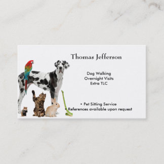 Fidélité Carte de visite du service de pose pour animaux