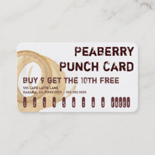Fidélité Carte perforée de boissons de café de Peaberry