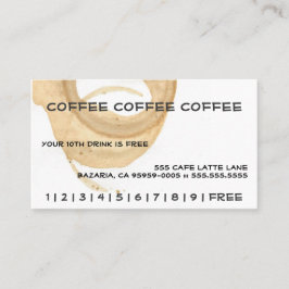 Fidélité Carte perforée de café de café de café