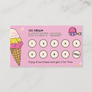 Fidélité Crème glacée Yummy Crème glacée Bon - Carte de fid