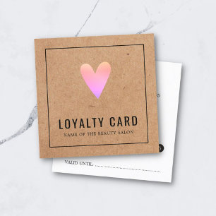 Fidélité Elégant Kraft Pink Heart Beauté Salon Carte de fid