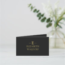 Élégant Monogramme Noir & Or Plié Carte de fidélit